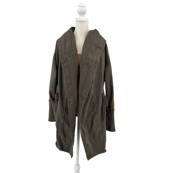 Free People Jackets & Blazers - Free People Utility Jacket WMNS Green XS Hooded Open Front Belted Pockets Winter